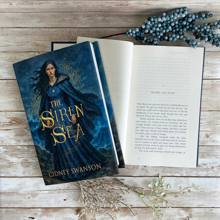 Open page of The Siren Sea by Cidney Swanson | lyrical YA fantasy for ages 12–17, part of the Five Kingdoms Chronicles.