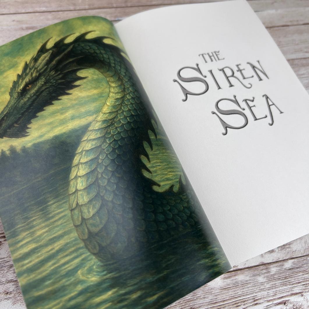 The Siren Sea interior dragon image and title page